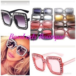 Oversized rhinestone Boss lady glasses
